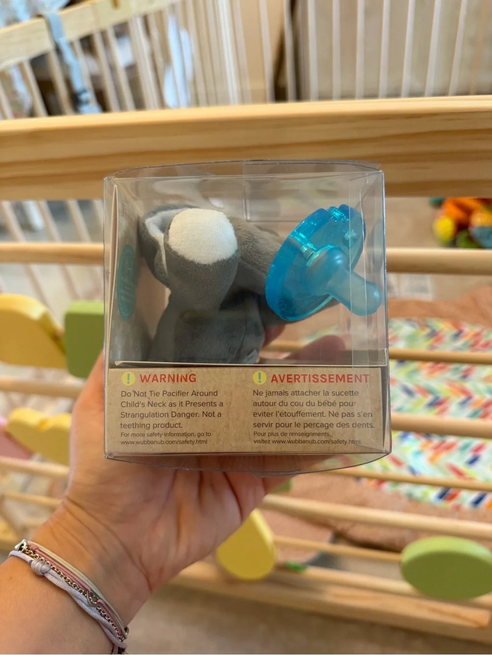 WubbaNub Blue Pacifier with Plush Elephant Comfort Toy